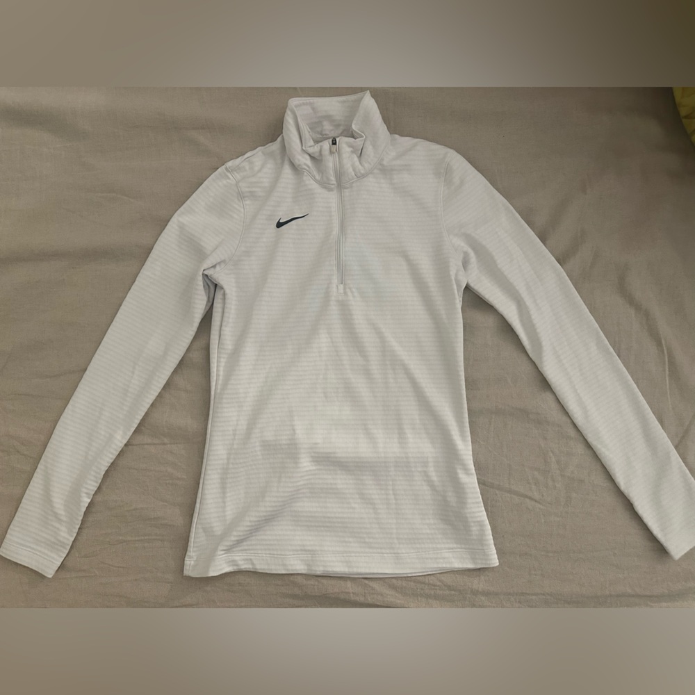 Nike White Long-Sleeve Quarter-Zip Top